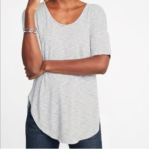 Black and white stripe luxe top